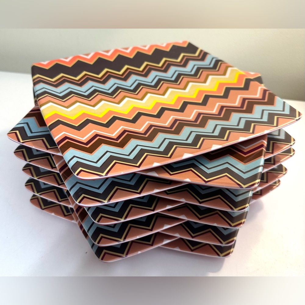 10 MISSONI Target Melamine Dinner Plates Set Chevron Zig Zag Geo Square Serving